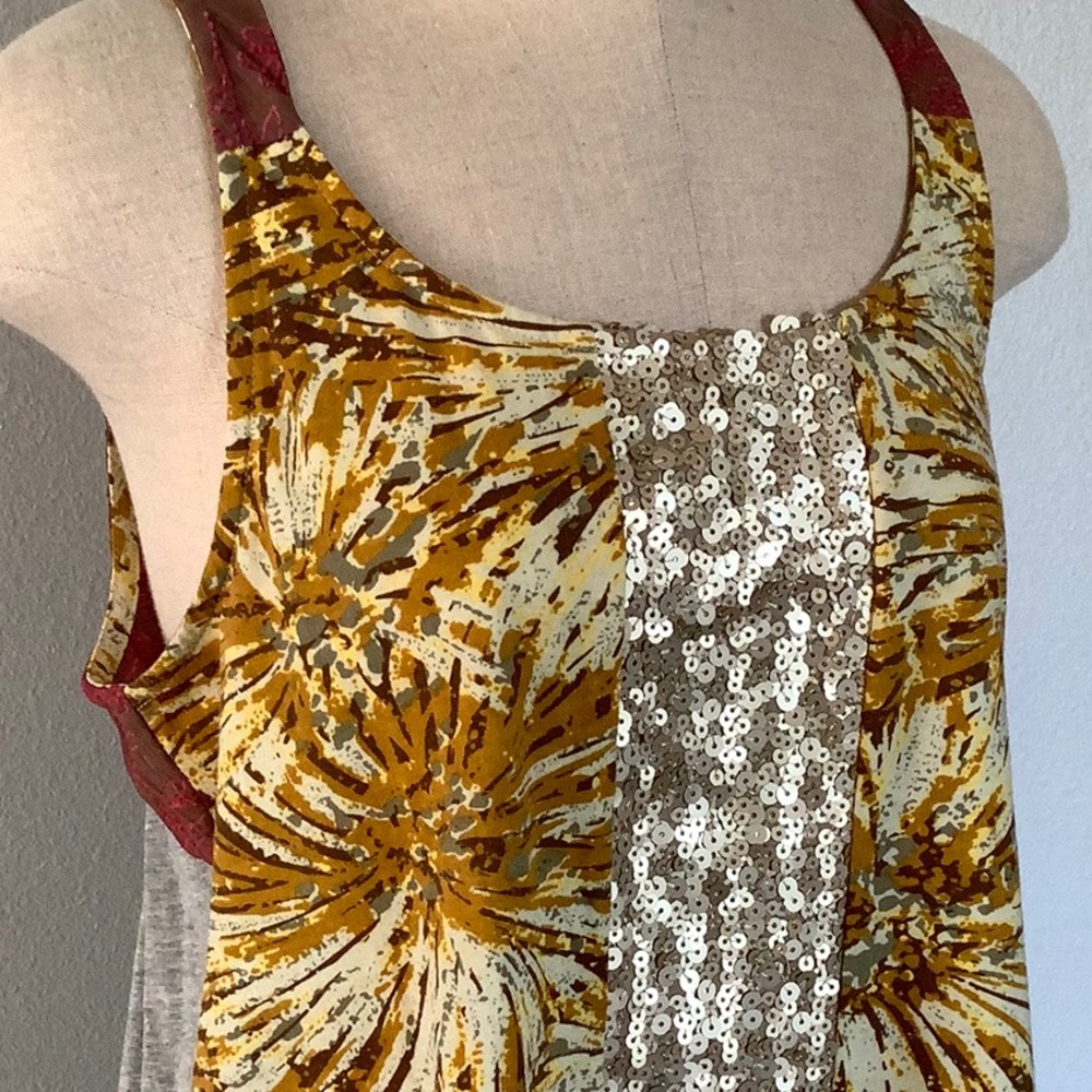 Anthropology, Tiny brand, tank with sequins, chiffon, poly cotton multic… - Picture 2 of 13